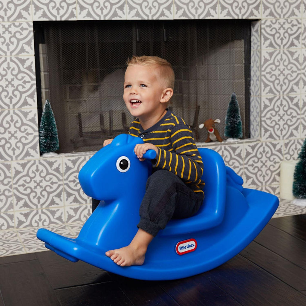 Rocking Horse - Primary Blue - Classic Blue Rocking Horse with Stable Low Seat with Gentle Rocking and Imaginative Play