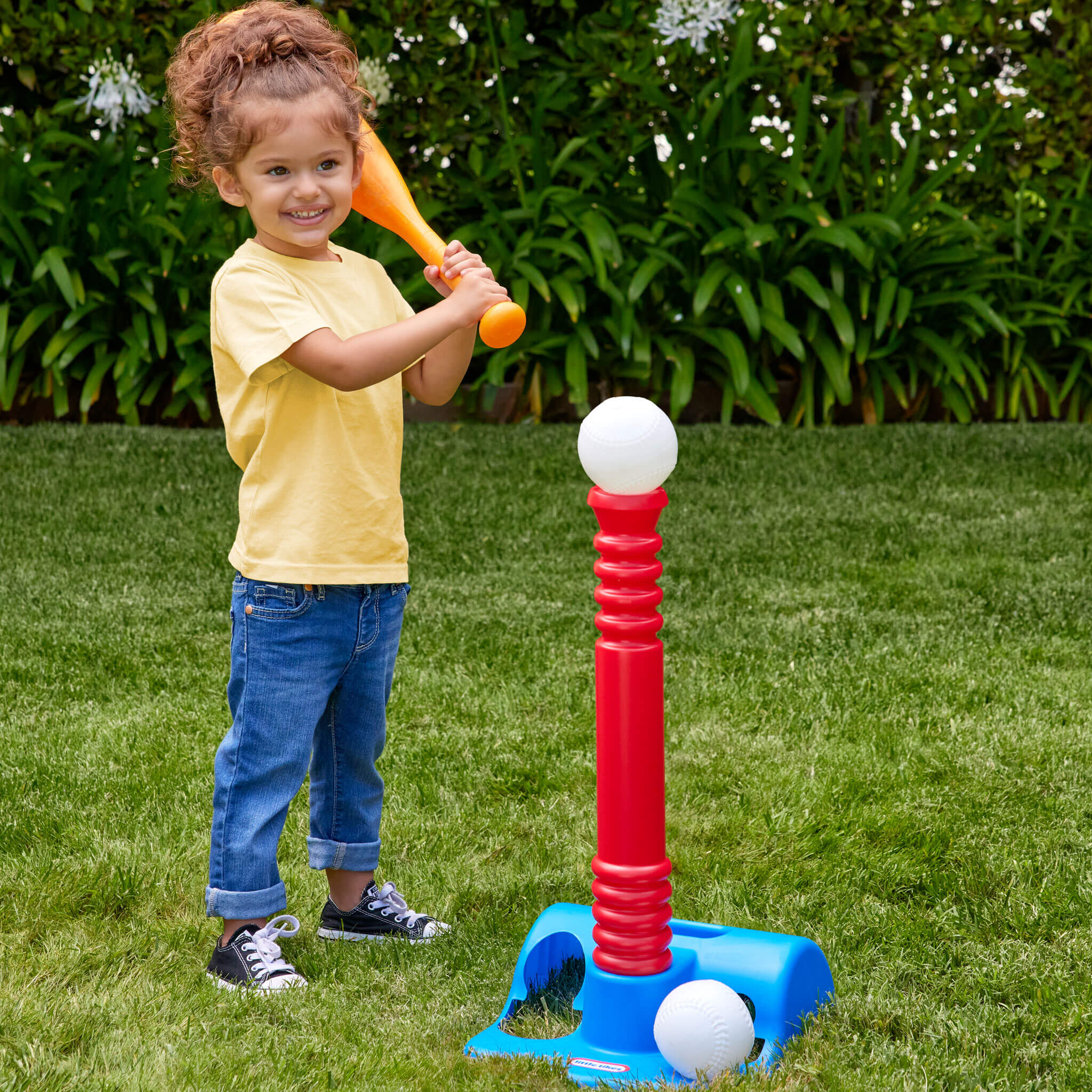 TotSports™ T-Ball Set - Adjustable Tee Set with Oversized Bat and Balls with Easy Contact and Active Play