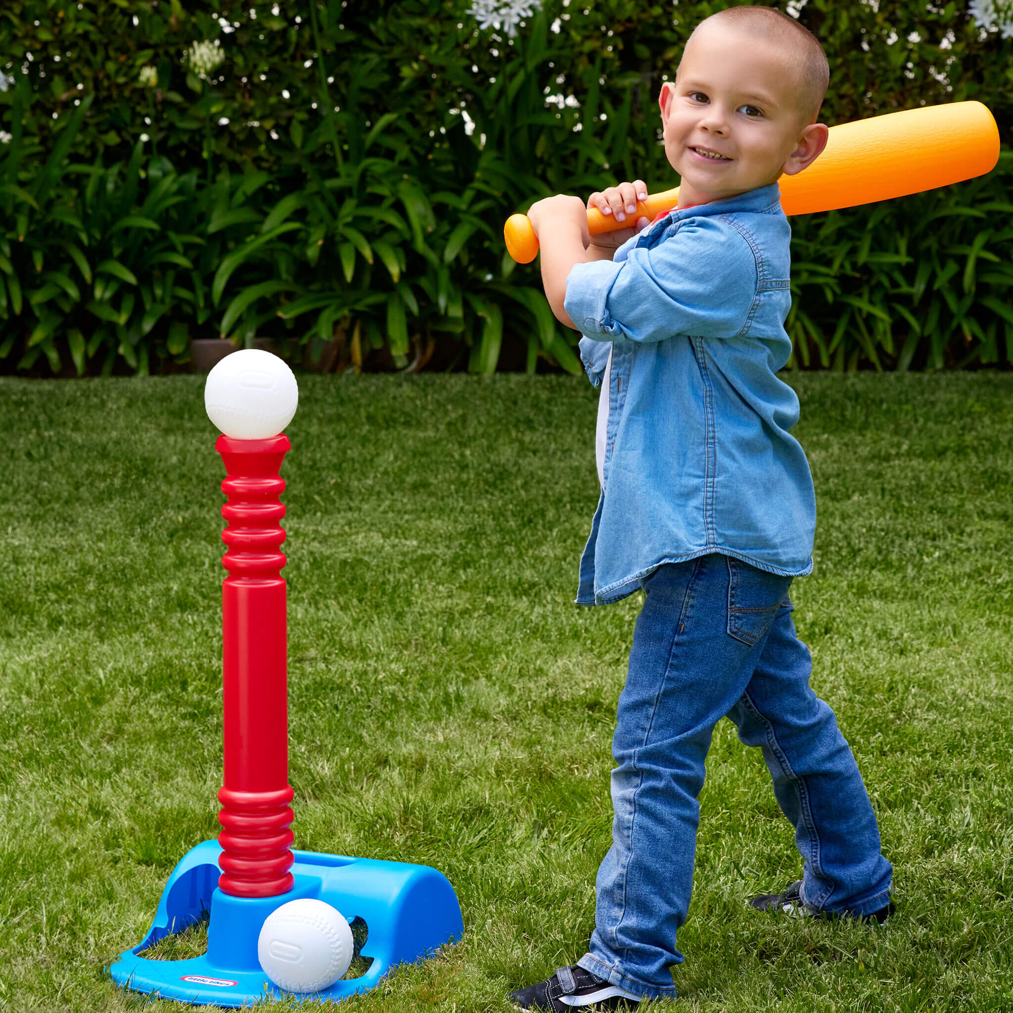 TotSports™ T-Ball Set - Adjustable Tee Set with Oversized Bat and Balls with Easy Contact and Active Play