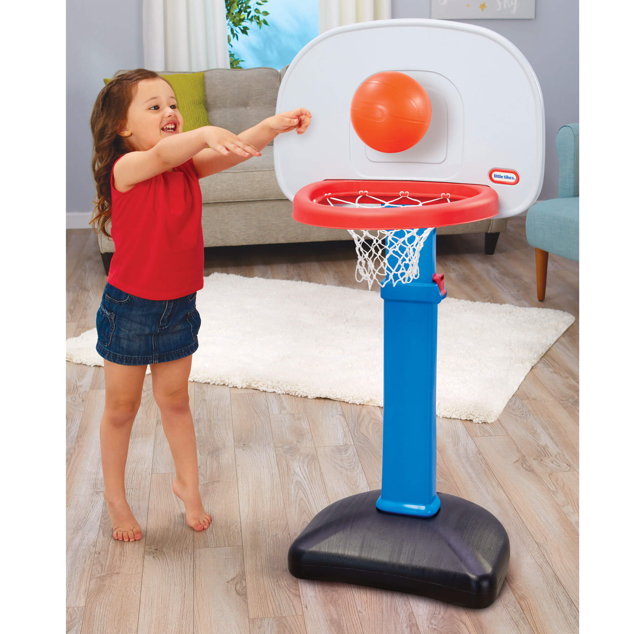 TotSports™ Easy Score™ Basketball Set - Indoor and Outdoor Basketball Set with Kid-Sized Ball with Easy Scoring for Growing Players