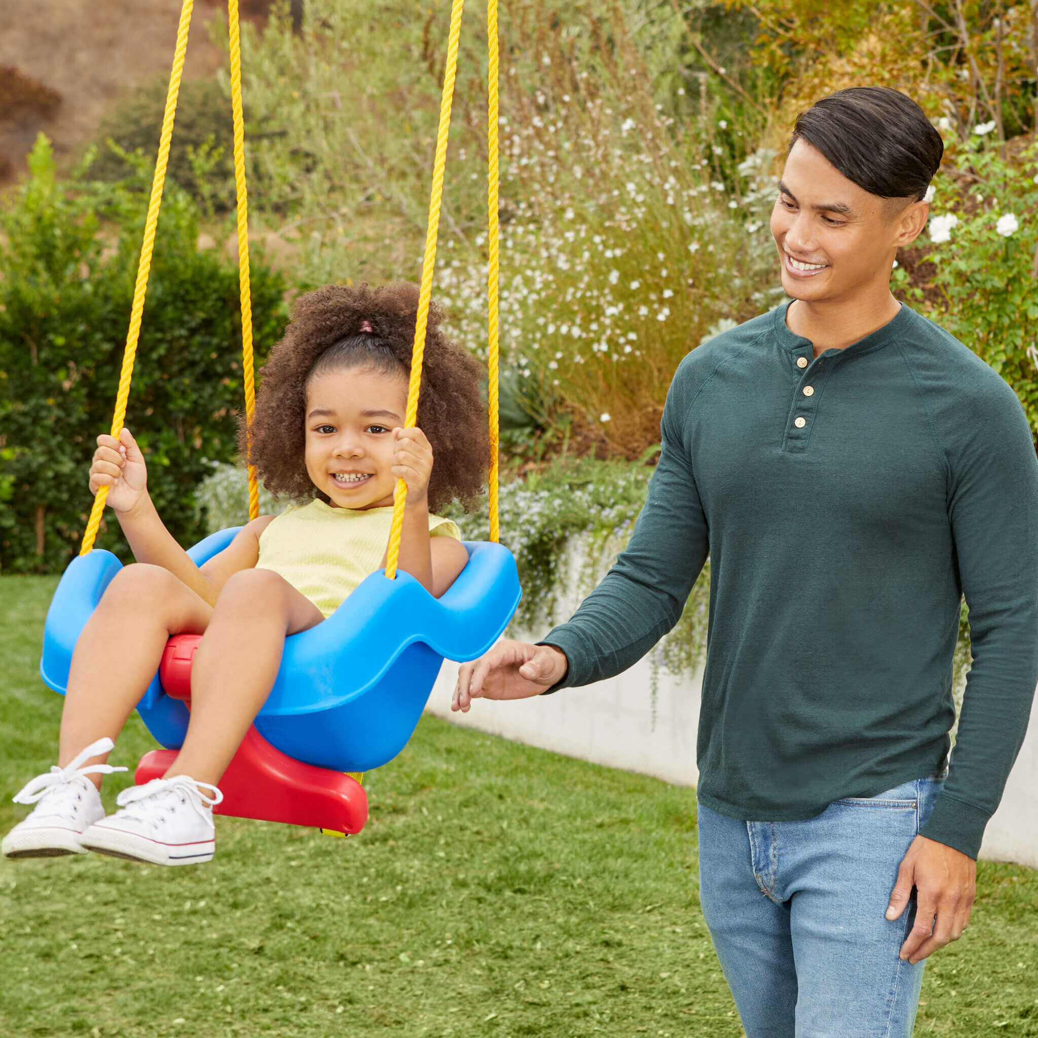 2-in-1 Snug 'n Secure™ Swing - Blue - Adjustable Swing with Rotating T-Bar and Straps with Secure and Comfortable Swinging