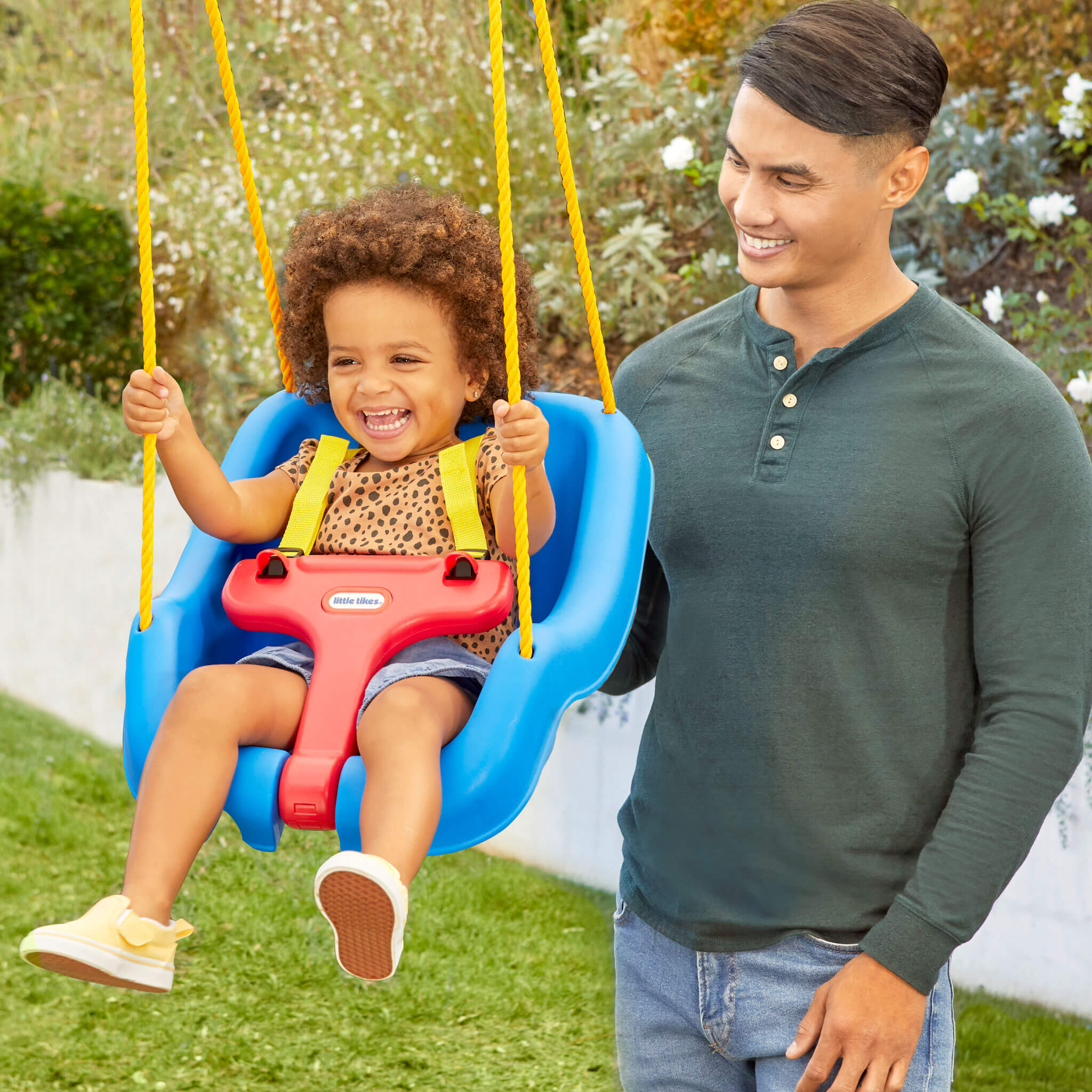 2-in-1 Snug 'n Secure™ Swing - Blue - Adjustable Swing with Rotating T-Bar and Straps with Secure and Comfortable Swinging