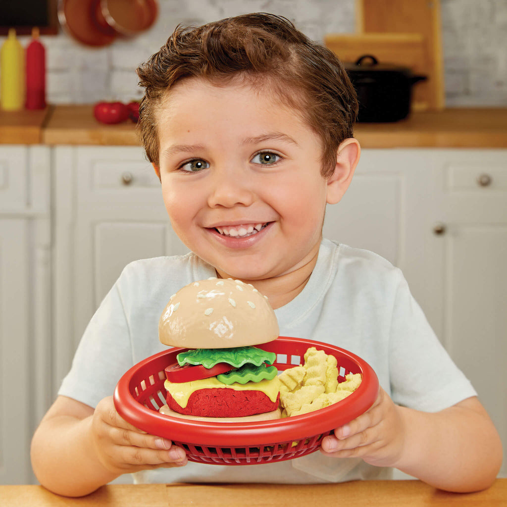Creative Chefs™ Cheeseburger and Fries Kit - Recipe-Guided Cheeseburger Playset with Utensils with Multi-Step Preparing and Plating