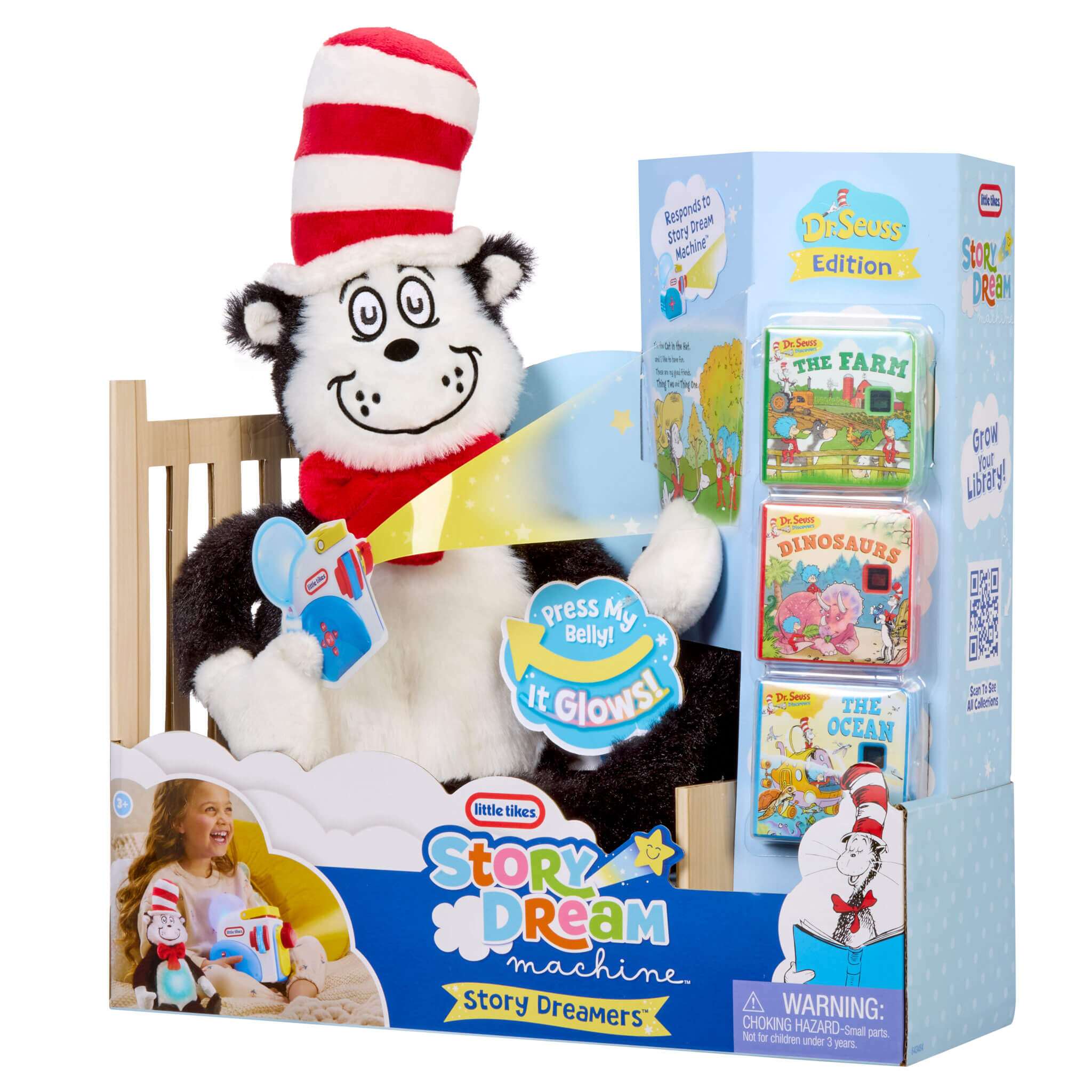 Story Dreamers™ Cat in the Hat Plush™ - Cat in the Hat Plush with Music and White Noise Modes with Talking, Glowing and Musical Interaction