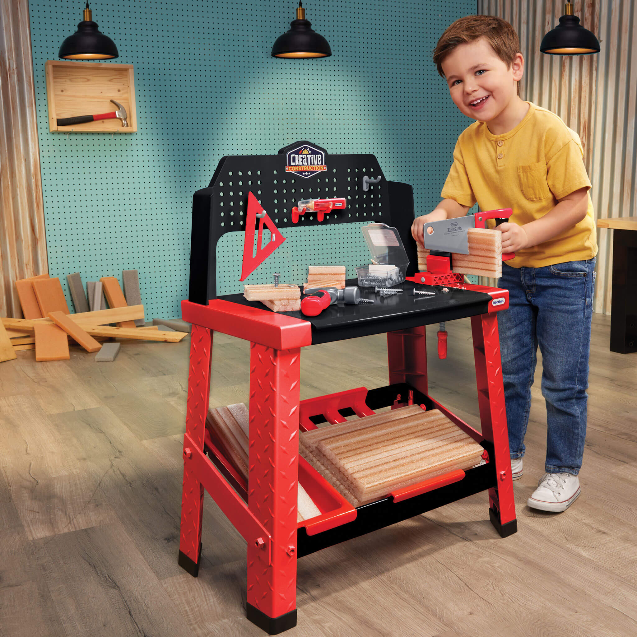 Creative Construction™ Workbench - Hands-On Construction Station for Young Builders with Tool Recognition and Creative Building