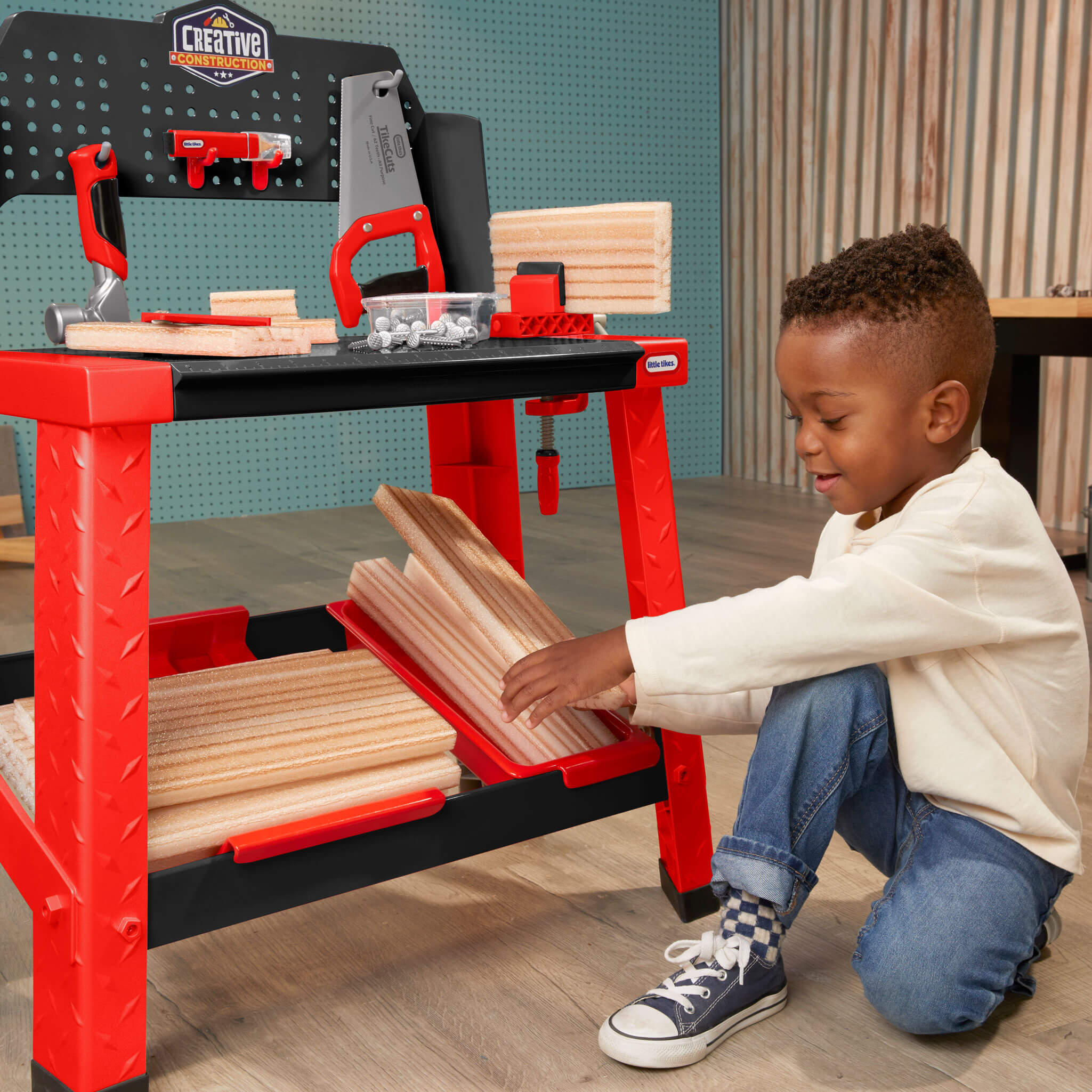 Creative Construction™ Workbench - Hands-On Construction Station for Young Builders with Tool Recognition and Creative Building