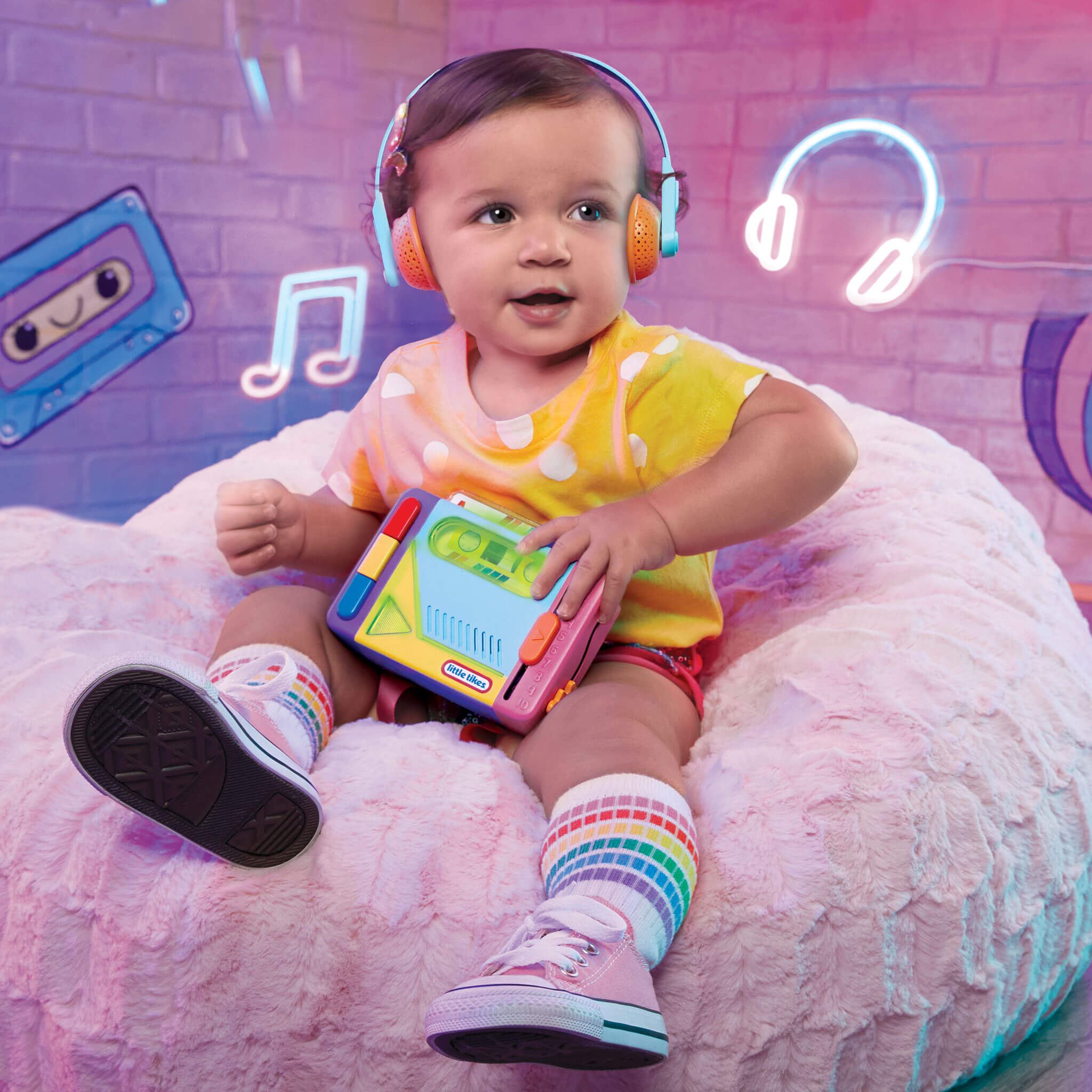 Old School™ Rainbow Remix Music Player - Retro Music Player with Songs, Colors and Numbers with Interactive Lights, Music and Button Play