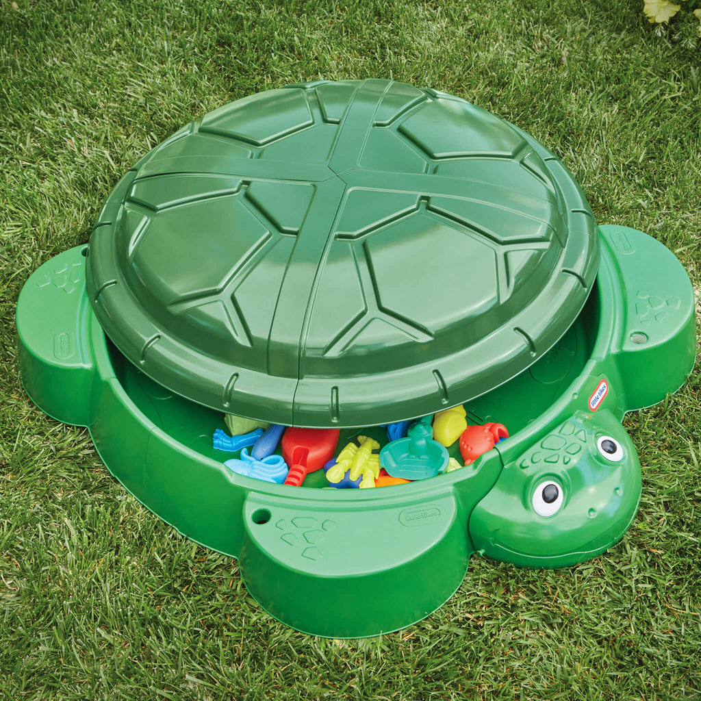 Turtle Sandbox - Classic Turtle Sandbox with Built-In Seats with Covered Outdoor Sand Adventures