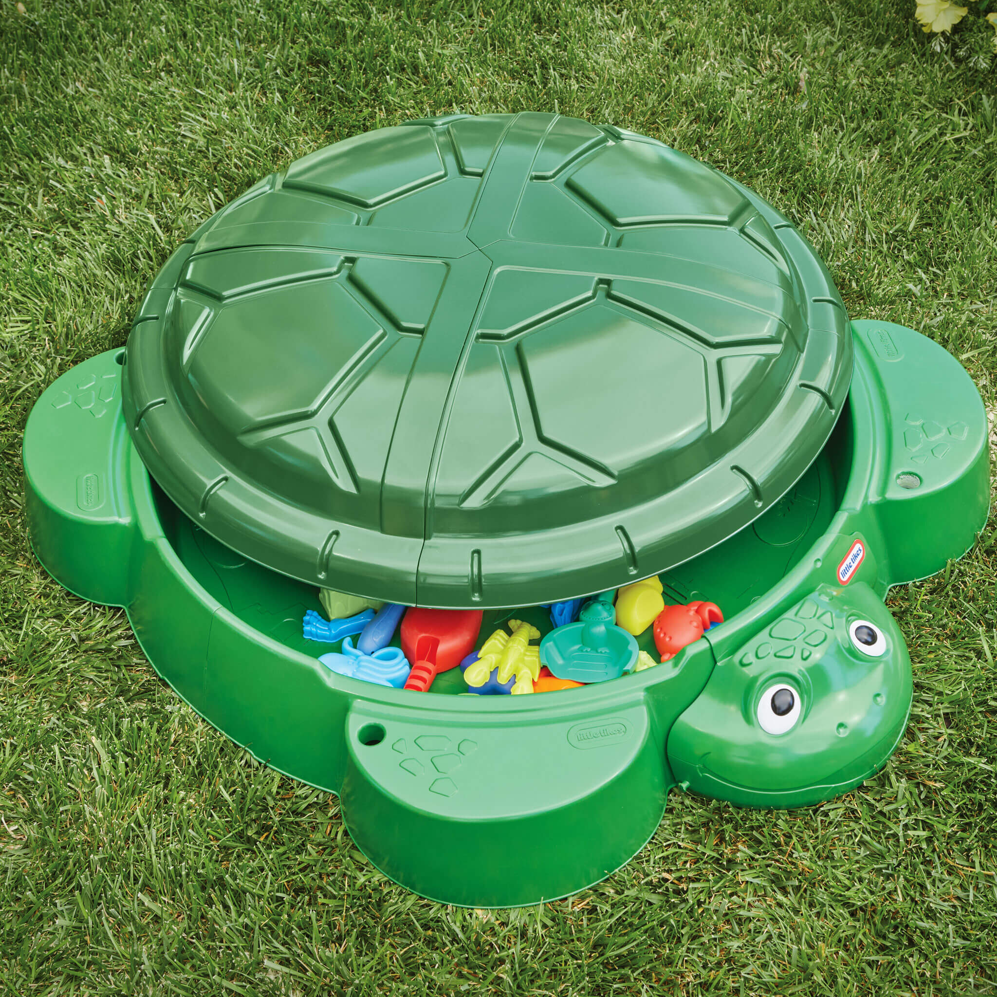 Turtle Sandbox - Classic Turtle Sandbox with Built-In Seats with Covered Outdoor Sand Adventures